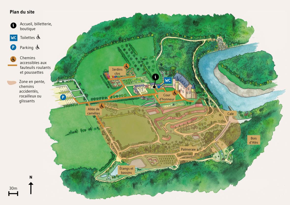 Plan du domaine. Description détaillée dans le texte ci-dessus.
