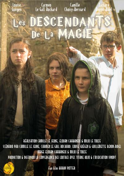 Affiche du film "Les descendants de la magie" avec 4 jeunes sorciers regardant droit devant eux